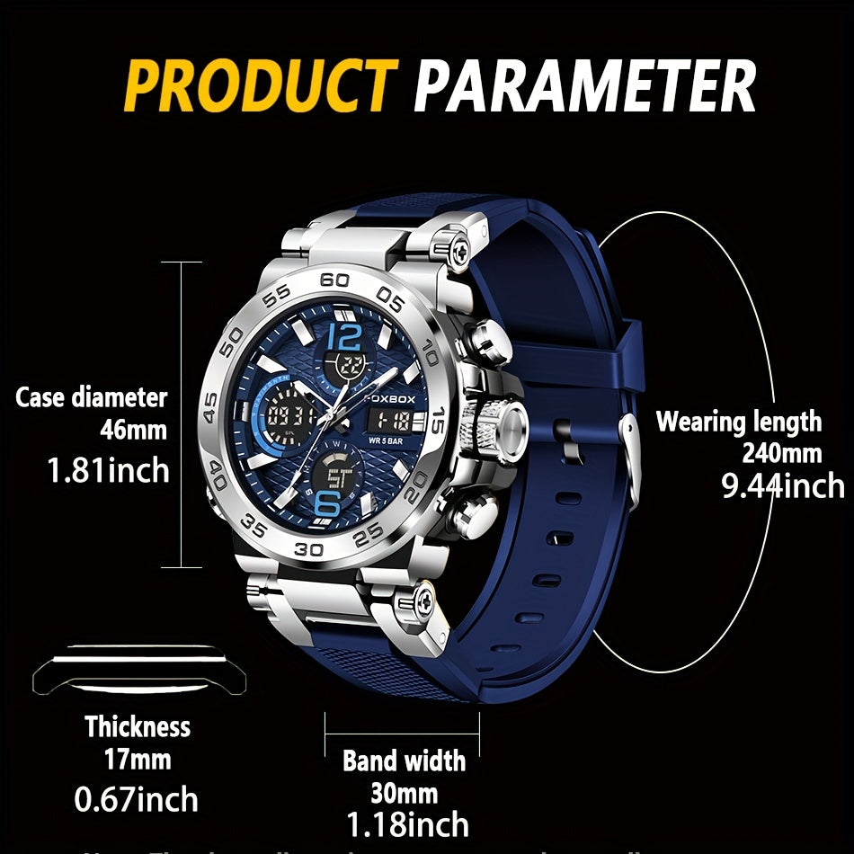 Montre de sport pour homme, montre à quartz numérique étanche à double affichage, réveil, chronographe, multifonction, lumineuse, choix idéal pour les cadeaux