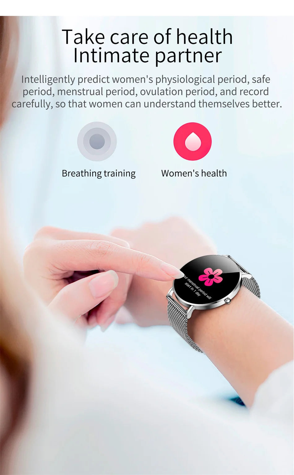 Montre connectée AMOLED LIGE 2024, rappel d'appel, fonction physiologique, horloge, bracelet de sport, montre intelligente étanche