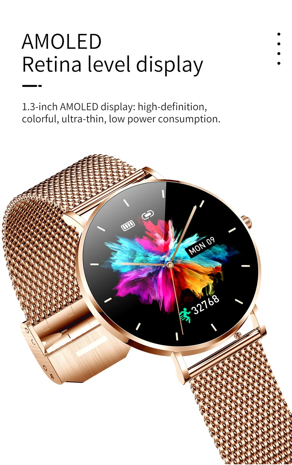 Montre connectée AMOLED LIGE 2024, rappel d'appel, fonction physiologique, horloge, bracelet de sport, montre intelligente étanche
