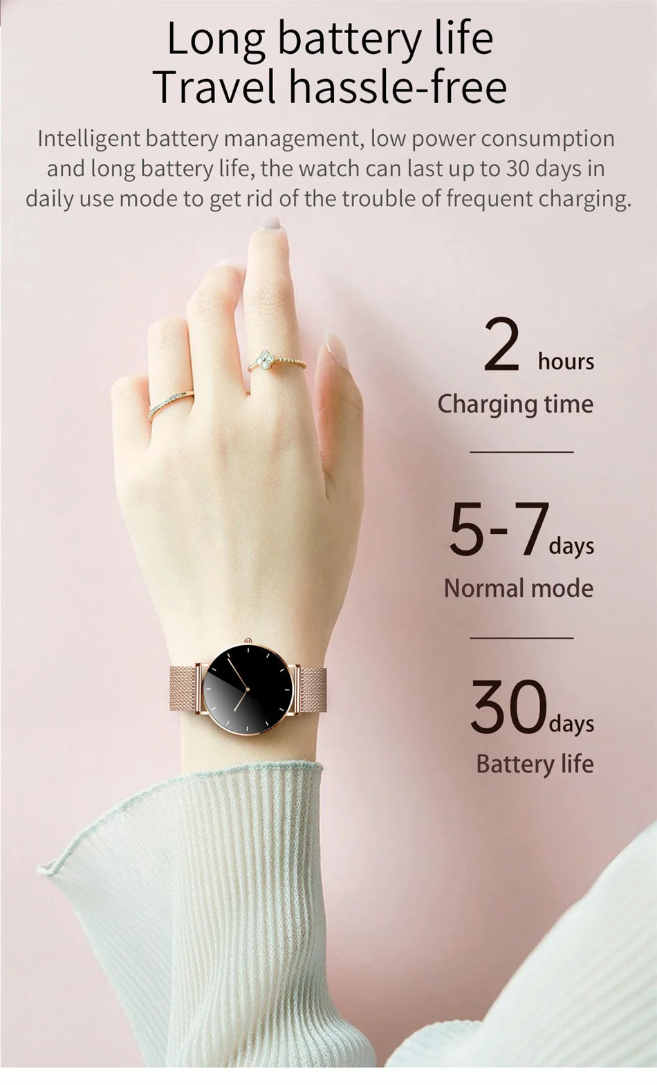 Montre connectée AMOLED LIGE 2024, rappel d'appel, fonction physiologique, horloge, bracelet de sport, montre intelligente étanche