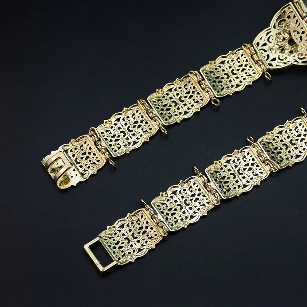 Ceinture Caftan Marocain Or Rouge Vert Pierre , Bijoux De Mariée