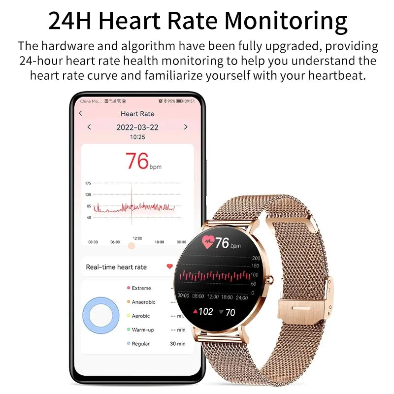 Montre connectée AMOLED LIGE 2024, rappel d'appel, fonction physiologique, horloge, bracelet de sport, montre intelligente étanche