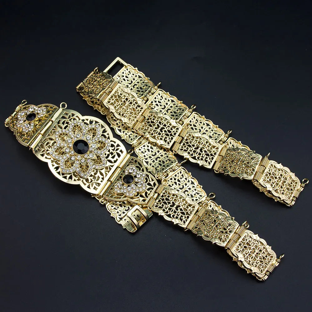 Ceinture Caftan Marocain Or Rouge Vert Pierre , Bijoux De Mariée