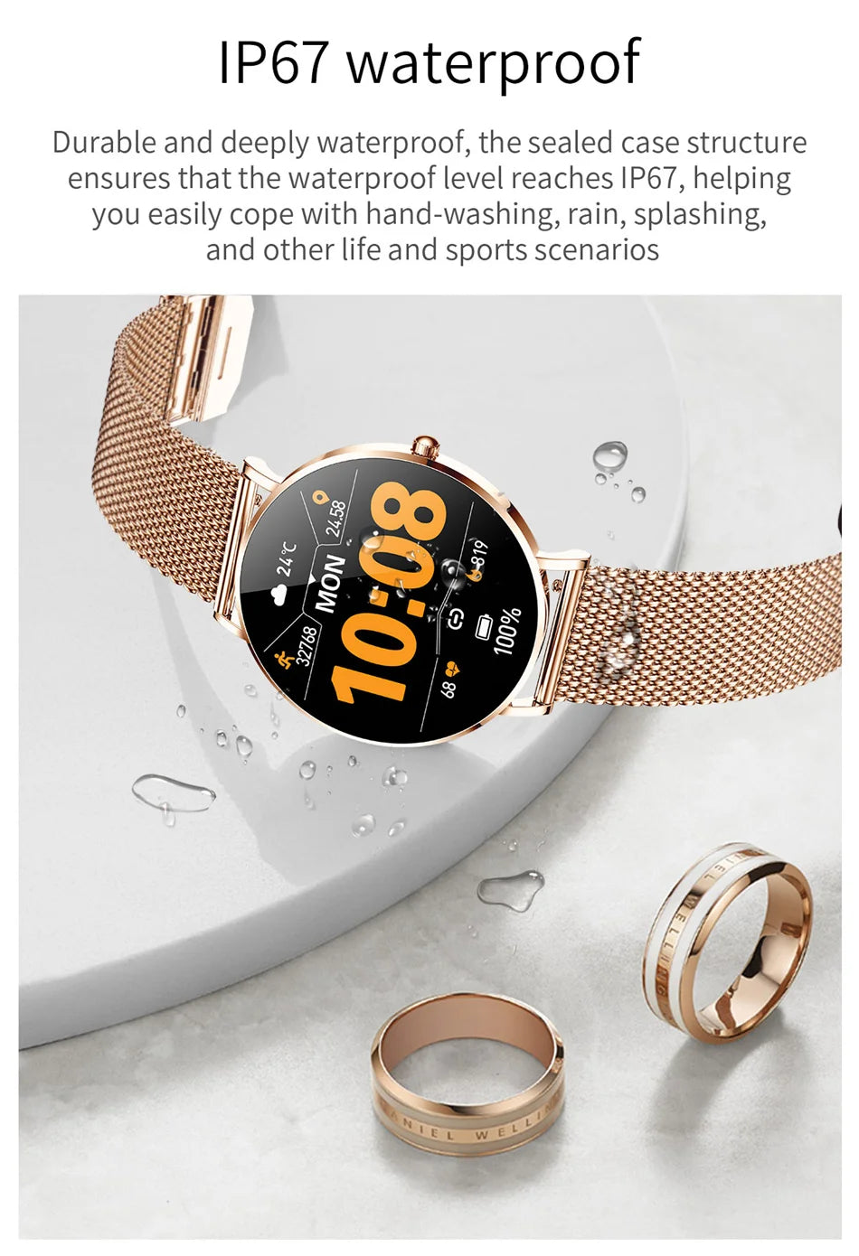 Montre connectée AMOLED LIGE 2024, rappel d'appel, fonction physiologique, horloge, bracelet de sport, montre intelligente étanche
