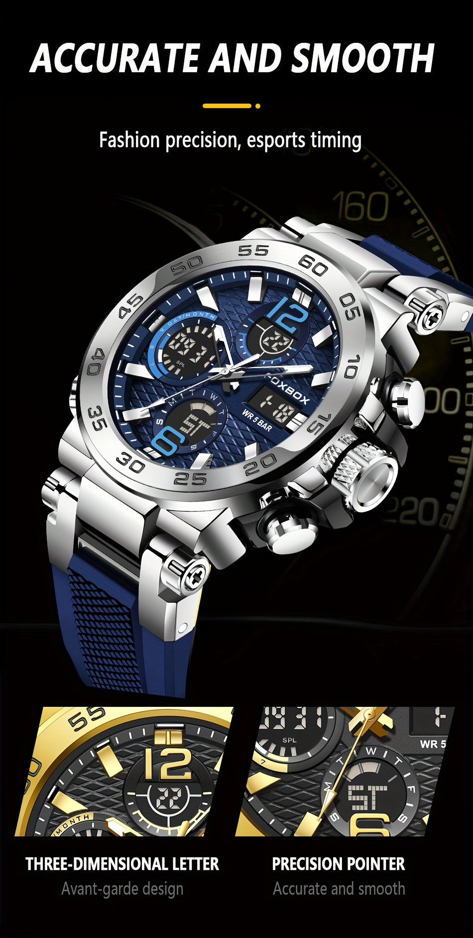 Montre de sport pour homme, montre à quartz numérique étanche à double affichage, réveil, chronographe, multifonction, lumineuse, choix idéal pour les cadeaux