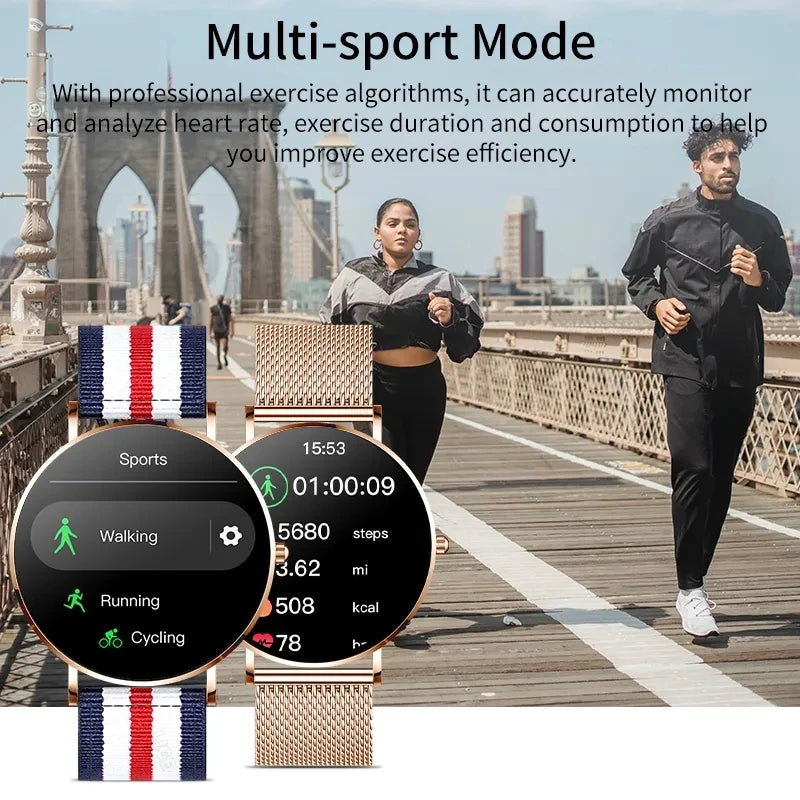 Montre connectée AMOLED LIGE 2024, rappel d'appel, fonction physiologique, horloge, bracelet de sport, montre intelligente étanche