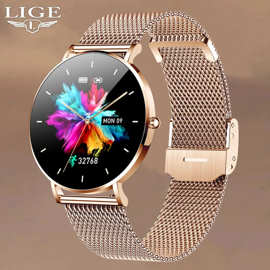 Montre connectée AMOLED LIGE 2024, rappel d'appel, fonction physiologique, horloge, bracelet de sport, montre intelligente étanche